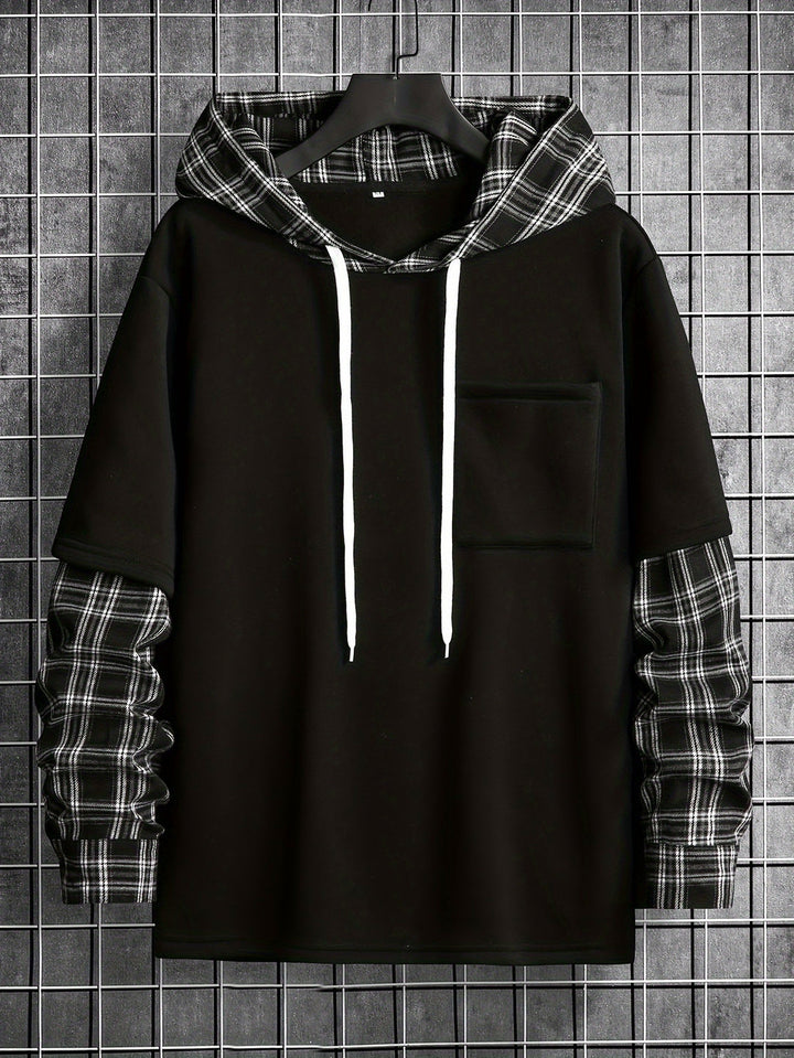 Hoodie da Uomo | Motivo a Quadri | Classico & Trendy | Primavera & Autunno