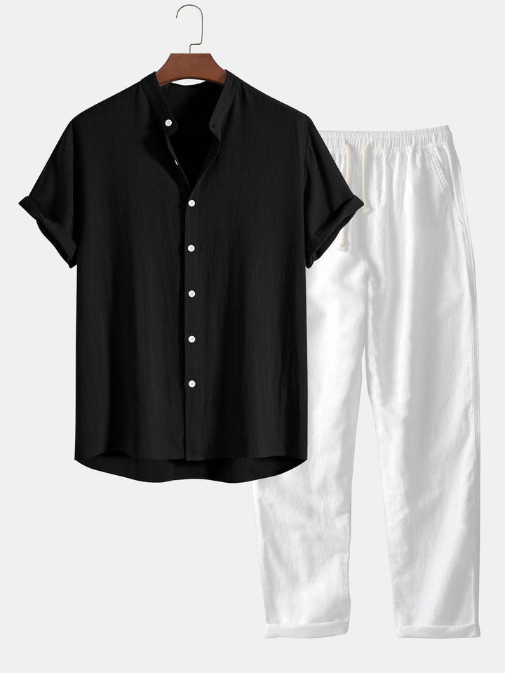 Set Camicia e Pantaloni in Lino | Traspirante & Confortevole | Look Estivo Rilassato