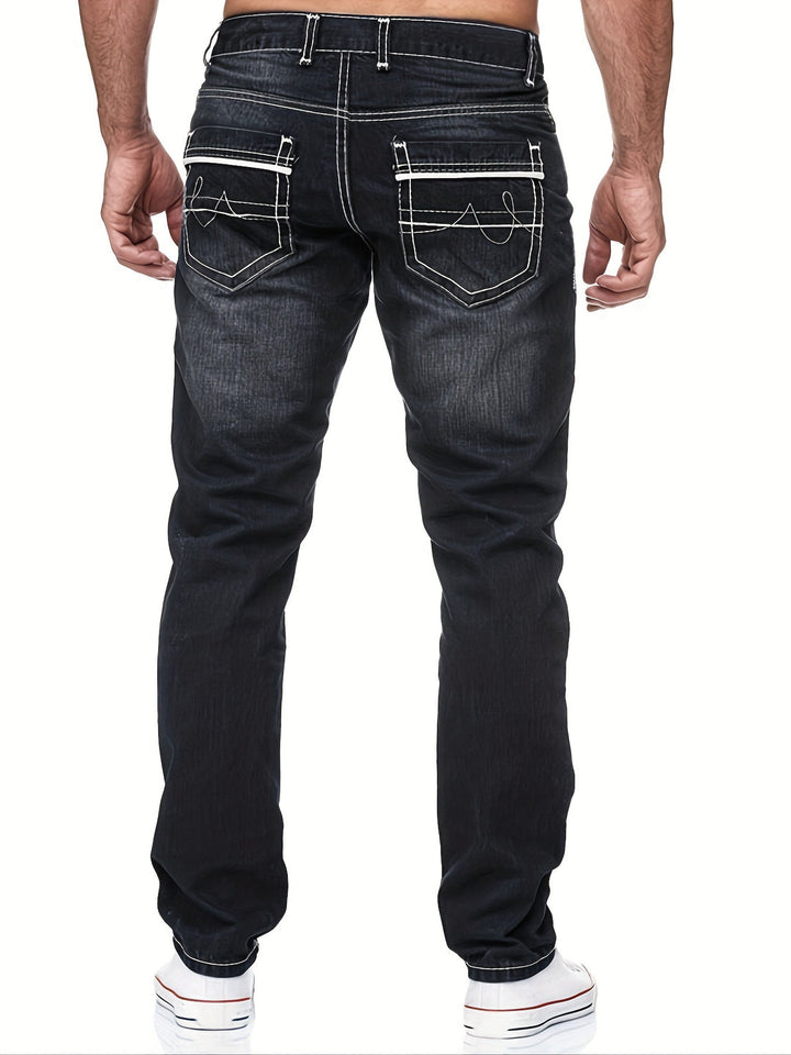 Jeans da Uomo | Slim Fit | Denim Elasticizzato & Tasca Ricamata | Stile Casual