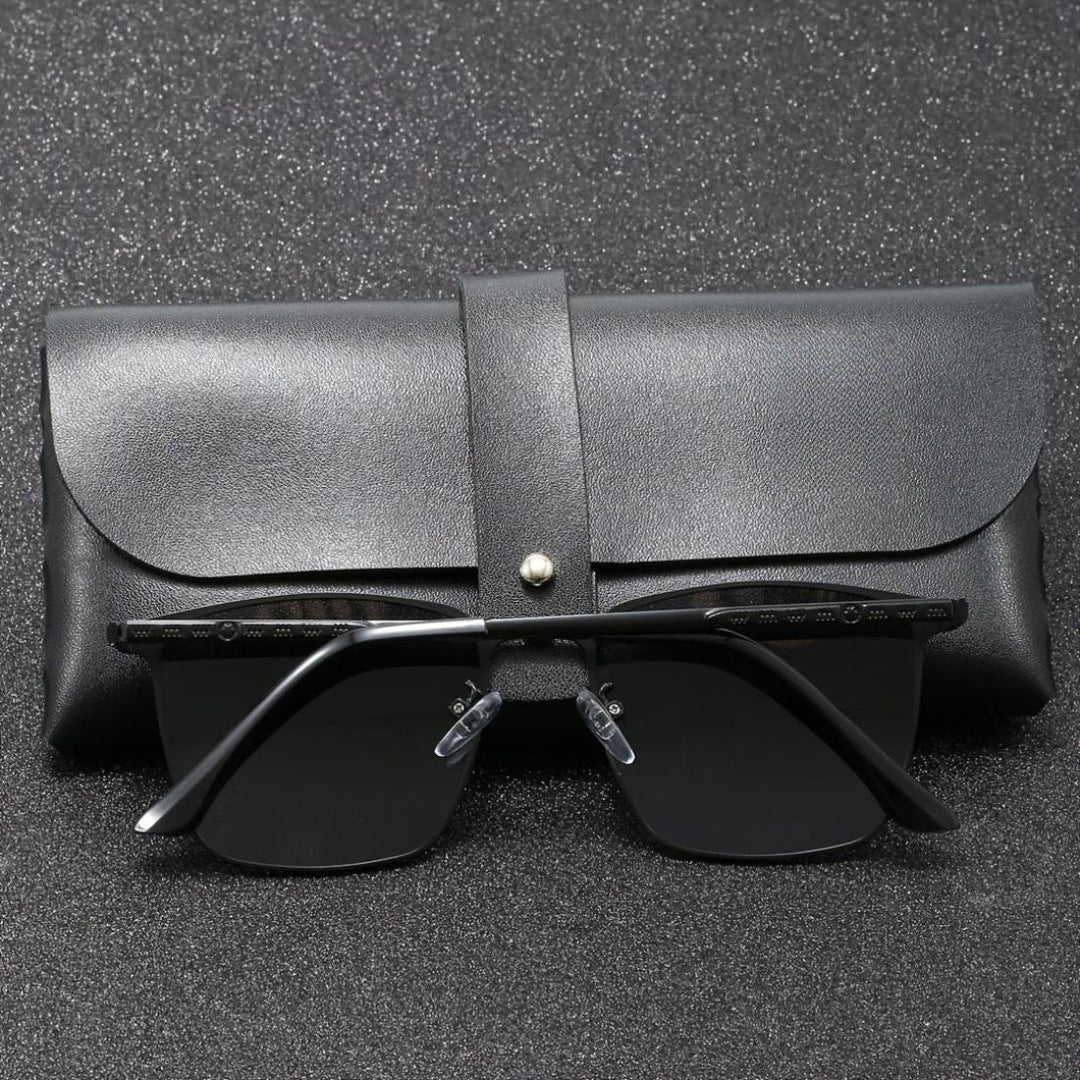 Occhiali da sole da uomo | Montatura quadrata in acciaio inossidabile | Lenti TAC polarizzate | Elegante e durevole