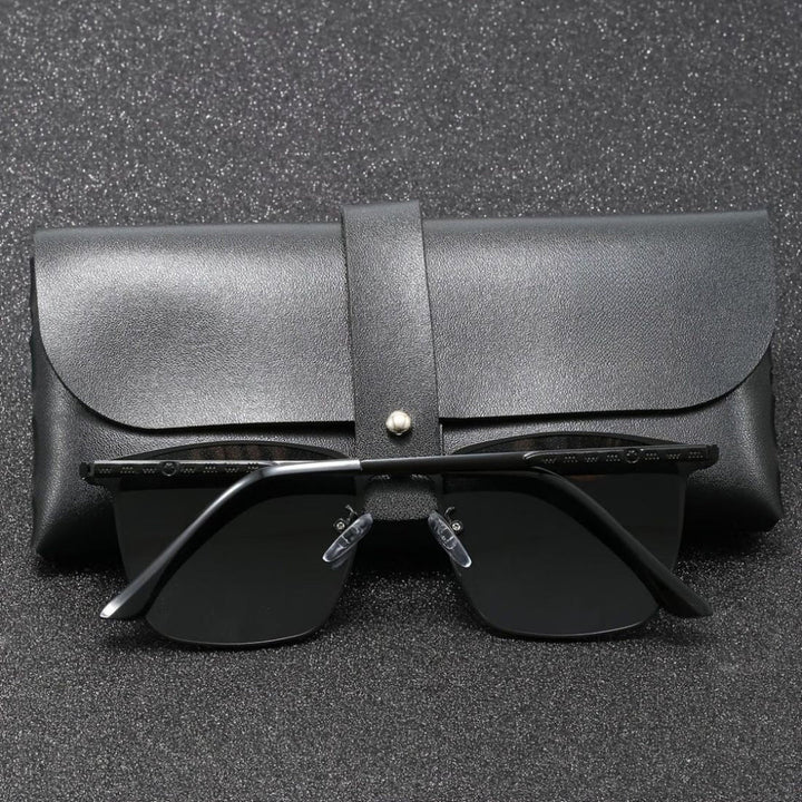 Occhiali da sole da uomo | Montatura quadrata in acciaio inossidabile | Lenti TAC polarizzate | Elegante e durevole
