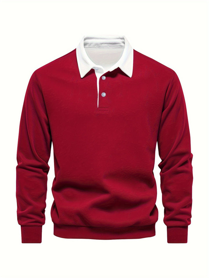 Camicia Casual da Uomo | Maniche Lunghe | Morbido Tessuto | Colletto Bianco