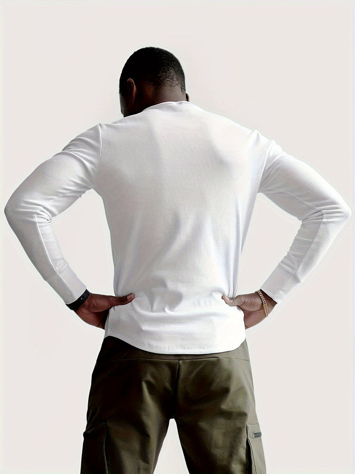 Camicia Henley da Uomo | Tessuto a Costine & Stretch | Slim Fit | Sport & Casual