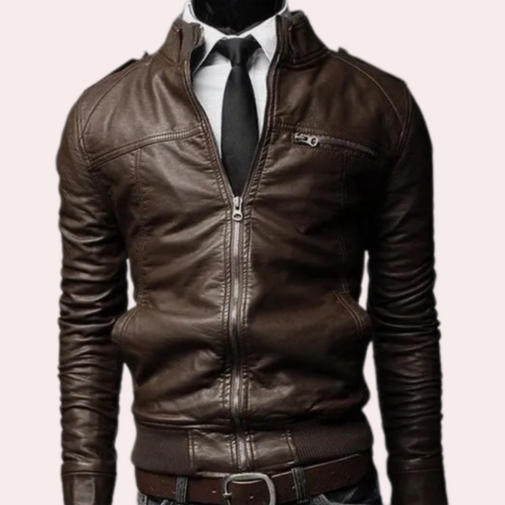 Giacca Uomo in PU | Slim-Fit | Colletto Alto | Zip