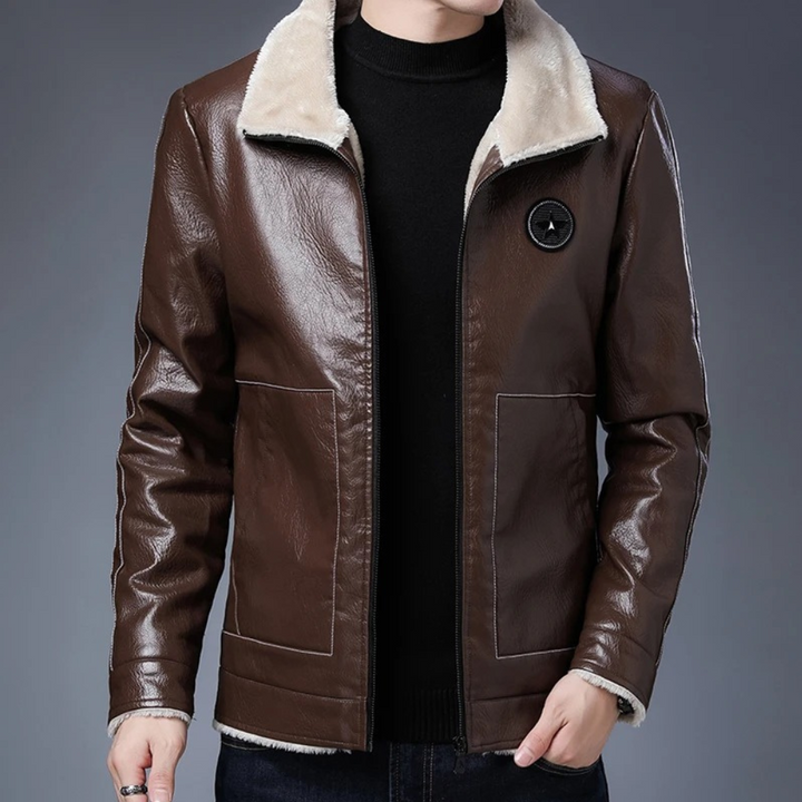Giacca Biker Uomo | Ecopelle Calda | Pelliccia Sintetica