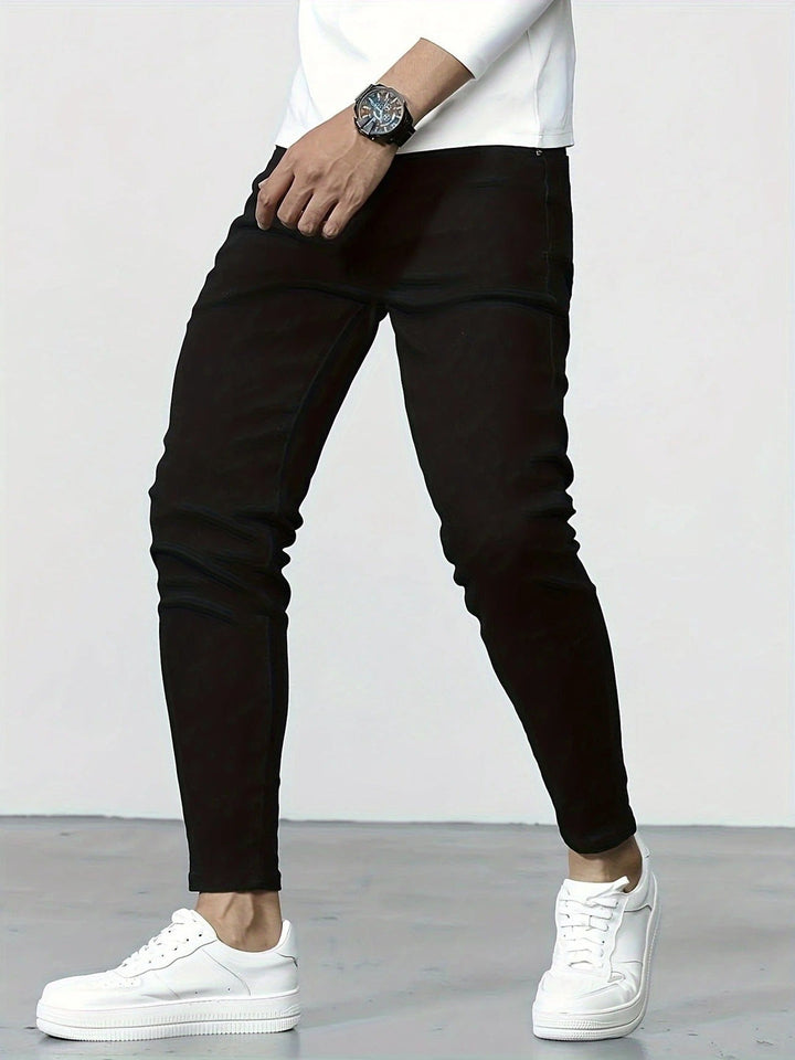 Jeans da Uomo | Stretch Slim Fit | Mix di Cotone Casual | Colore Unito | Look Senza Tempo