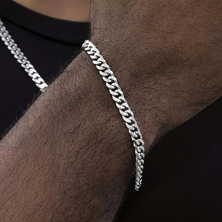 Set di Gioielli da Uomo | Collana e Bracciale Hip-Hop a 2 Pezzi | Stile Punk e Design Moderno | Acciaio Inossidabile