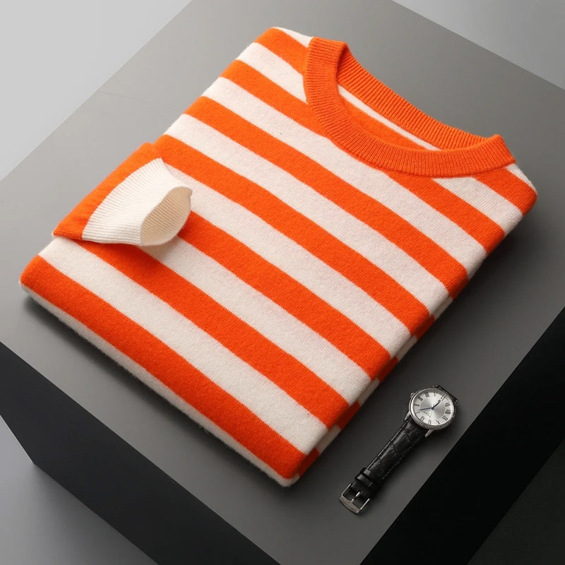 Maglione invernale da uomo | Design a righe | Girocollo