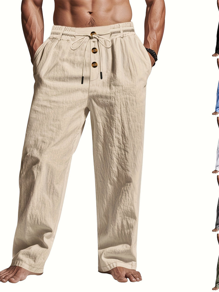Pantaloni in Lino da Uomo | Leggeri & Traspiranti | Coulisse & Multi-Bottoni | Spiaggia & Casual