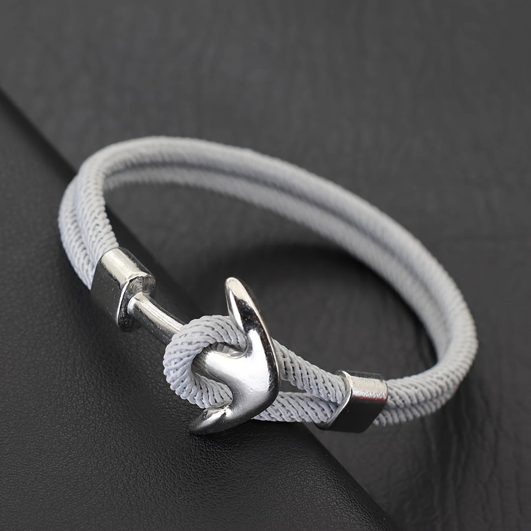 Bracciale da Uomo | Corda Milanese Nautica | Ancora Argentata & Design Sportivo | Nylon