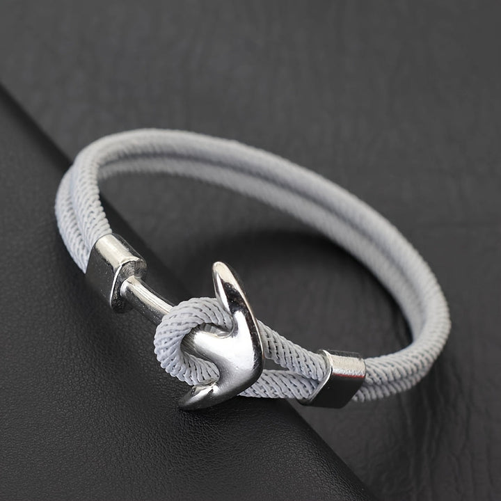 Bracciale da Uomo | Corda Milanese Nautica | Ancora Argentata & Design Sportivo | Nylon
