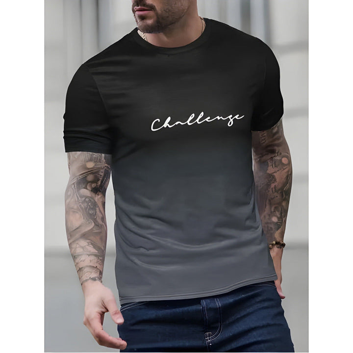 T-Shirt da Uomo | Design Sfumato con Stampa Lettere | Streetwear Casual | Poliestere