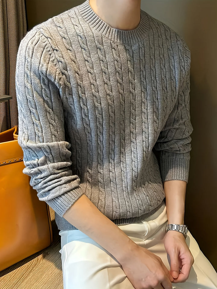 Maglione Uomo a Treccia | Girocollo | Maniche Lunghe | Viscosa