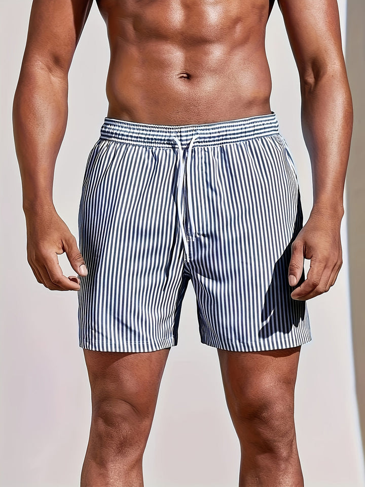 Costume da Bagno Uomo | Design a Righe | Asciugatura Rapida & Con Tasche | Costume da Surf Estivo