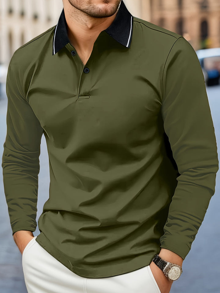 Maglietta da Rugby Casual per Uomini | Collo a V & Maniche Lunghe | Primavera & Autunno | Polo