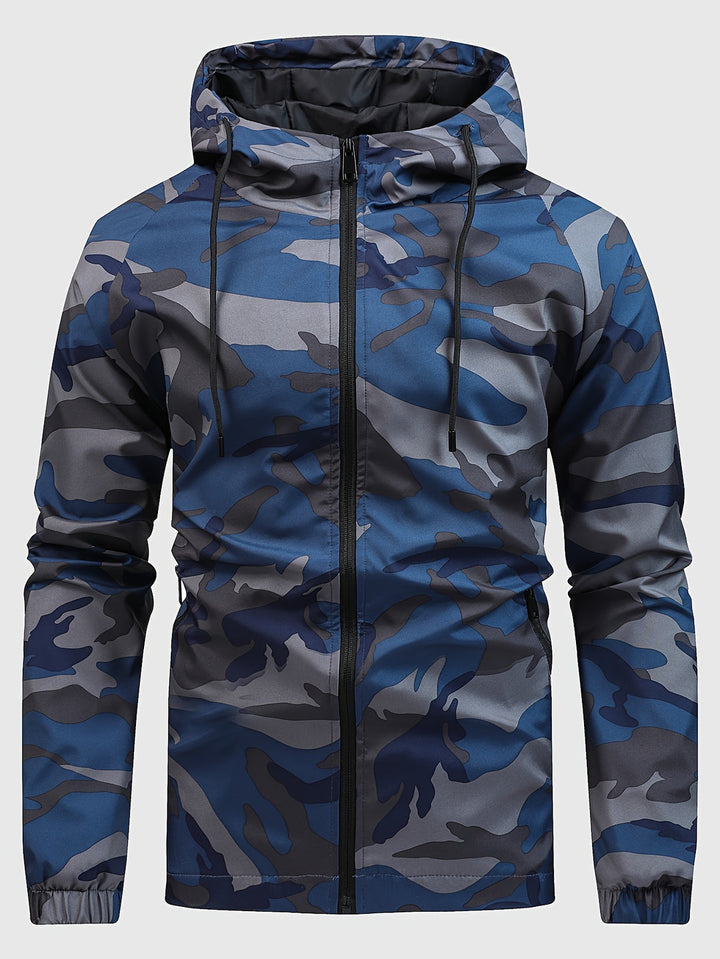Giacca a vento da uomo | Stampa camouflage & Cappuccio | Sostenibile & Funzionale