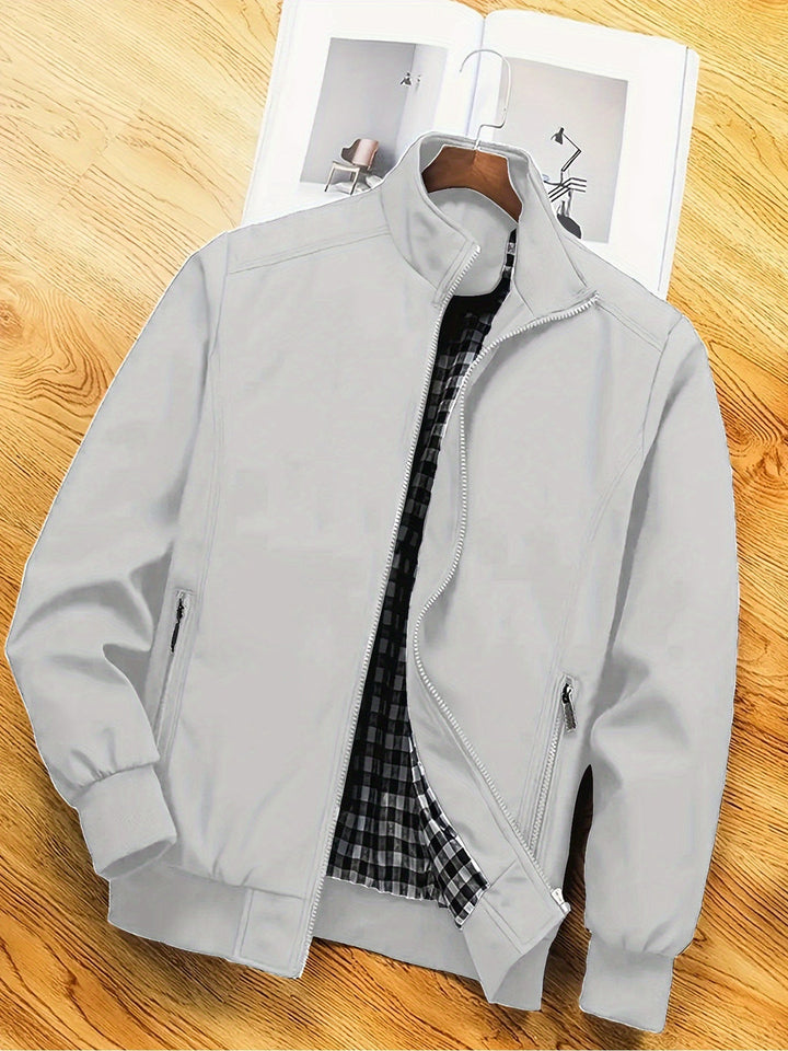 Giacca in Poliestere Uomo | Collo Alto & Chiusura Lampo | Casual & Lavoro | Primavera & Autunno