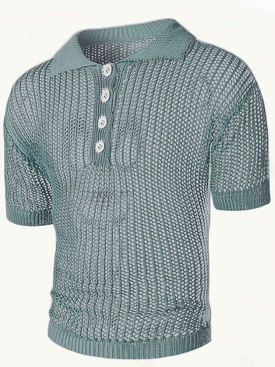 Maglione da Uomo | Lavorazione Ampia a Maglia | Scollo a V con Bottoni & Motivo in Pizzo | Casual & Elegante