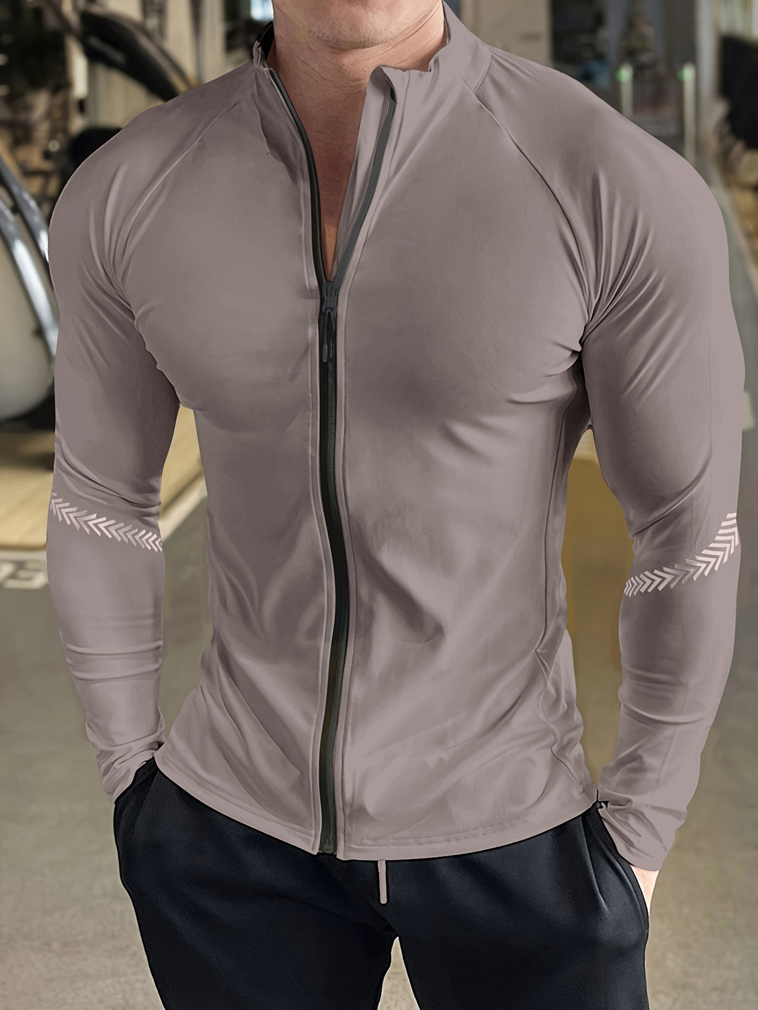Giacca Sportiva Uomo | Asciugatura Rapida & Leggera | Protezione Solare & Traspirante | Con Zip & Collo Alto