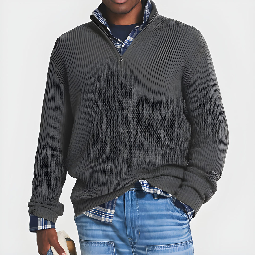 Maglione Uomo Mezza Zip in Maglia | Collo Alto | Vestibilità Comoda