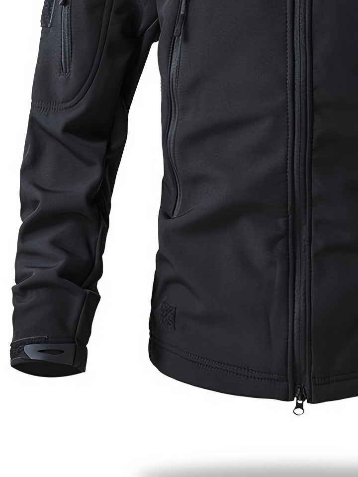 Giacca Hoodie Tattica Slim-Fit per Uomo | Soft Shell | Più Tasche | Nero Puro