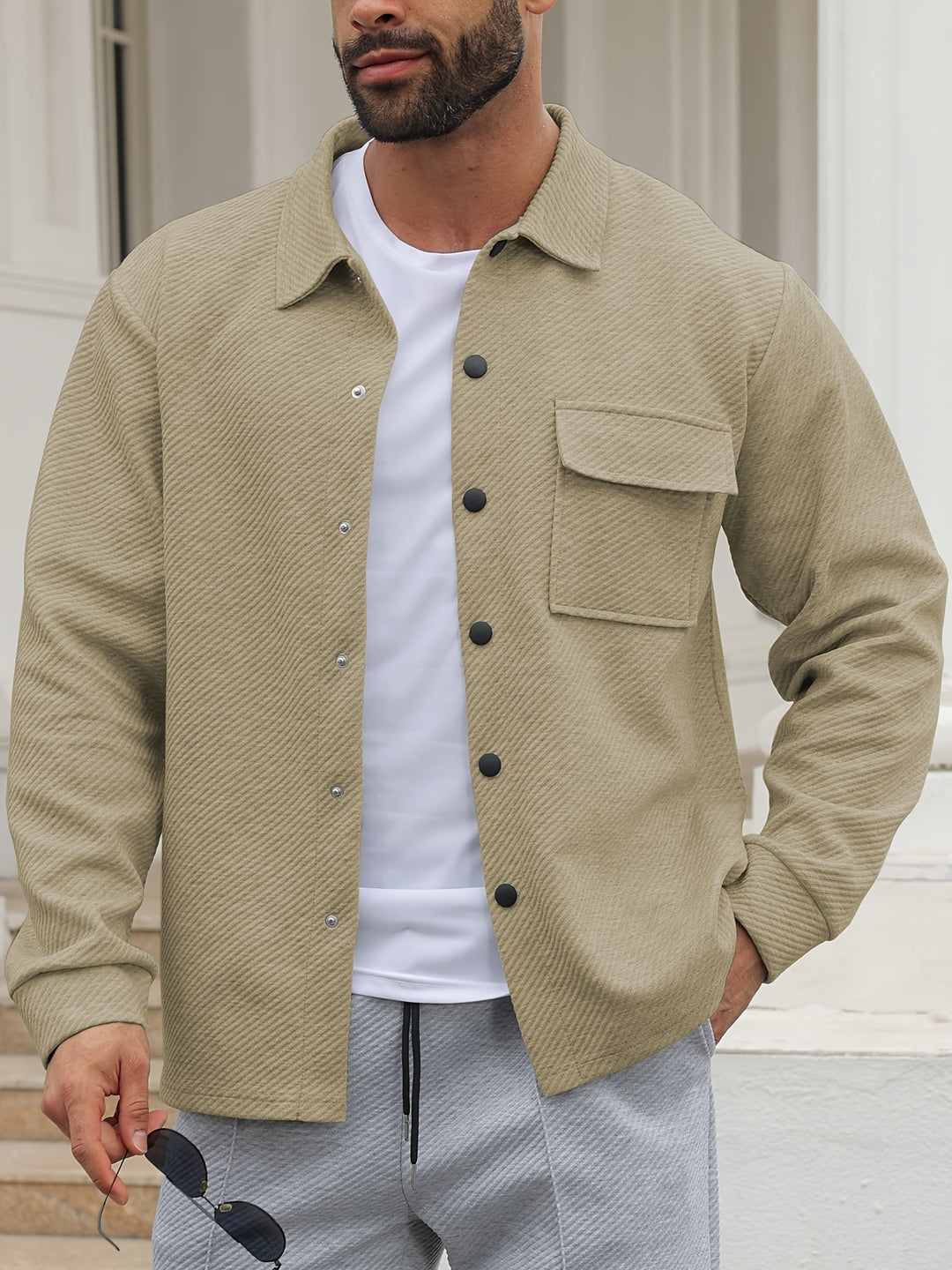Giacca Casual da Uomo | Casual & Modaiolo | Leggermente Elastico & Tessuto | Colore Unito