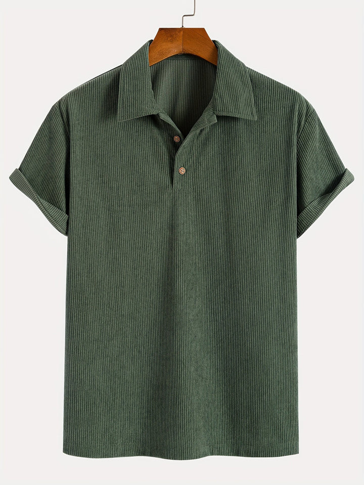 Camicia da uomo | Struttura a coste, Traspirante e Confortevole | Maniche corte