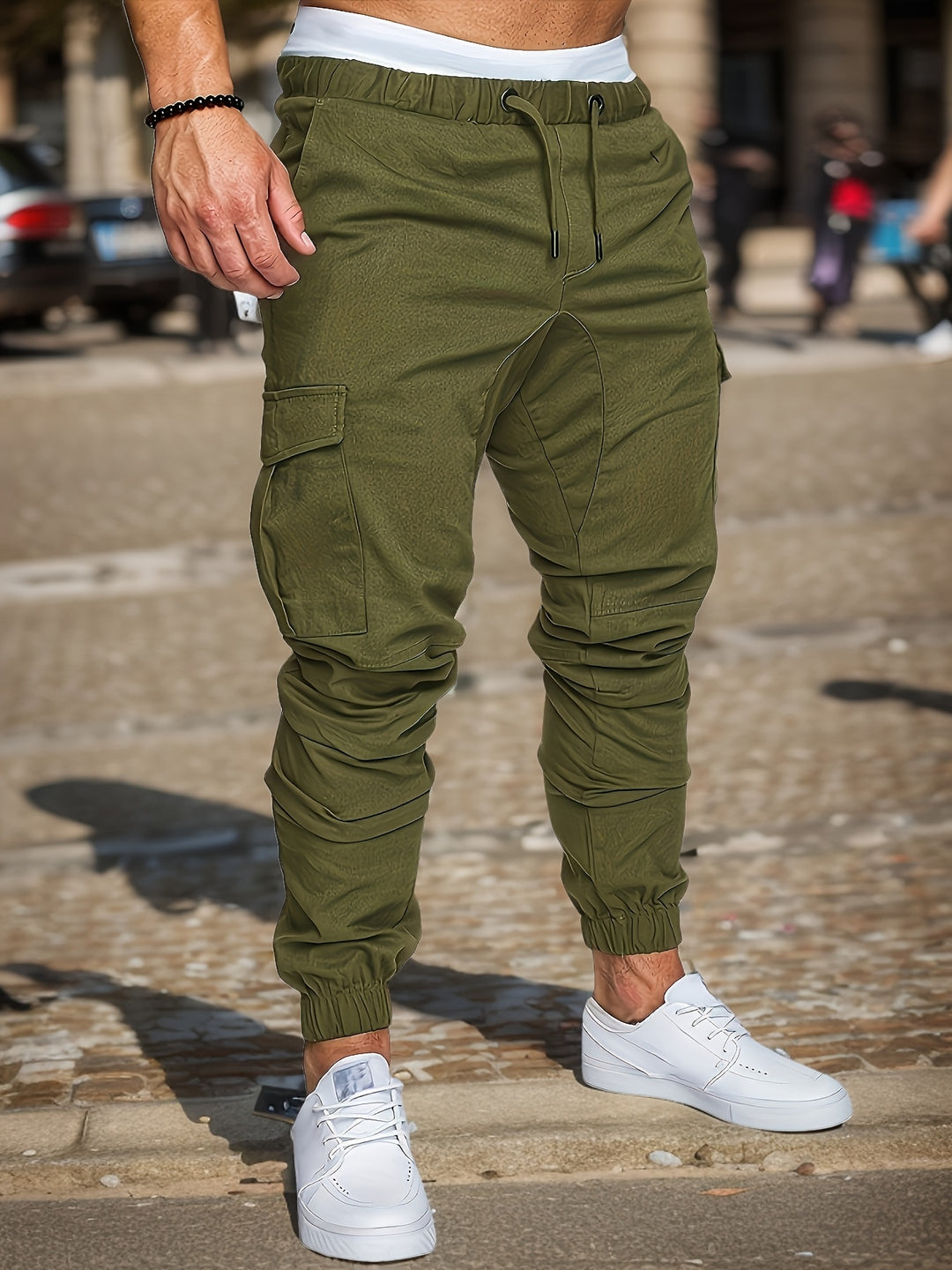 Pantaloni Cargo da Uomo | Casual & Confortevoli | 100% Cotone | Colore Unito con Tasche