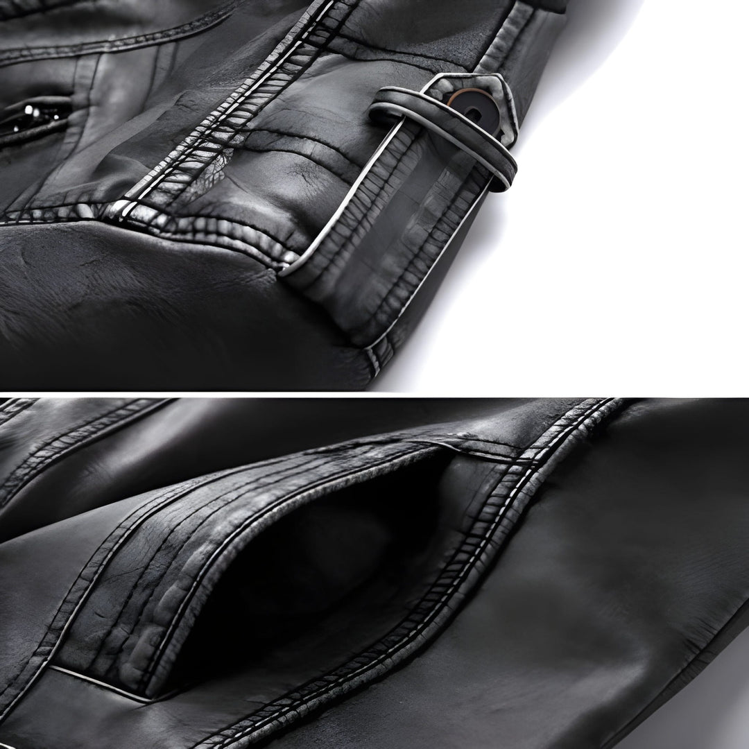 Giubbotto Biker da Uomo | Giacca in Pelle PU | Stile Moto con Zip e Tasche | Ecopelle