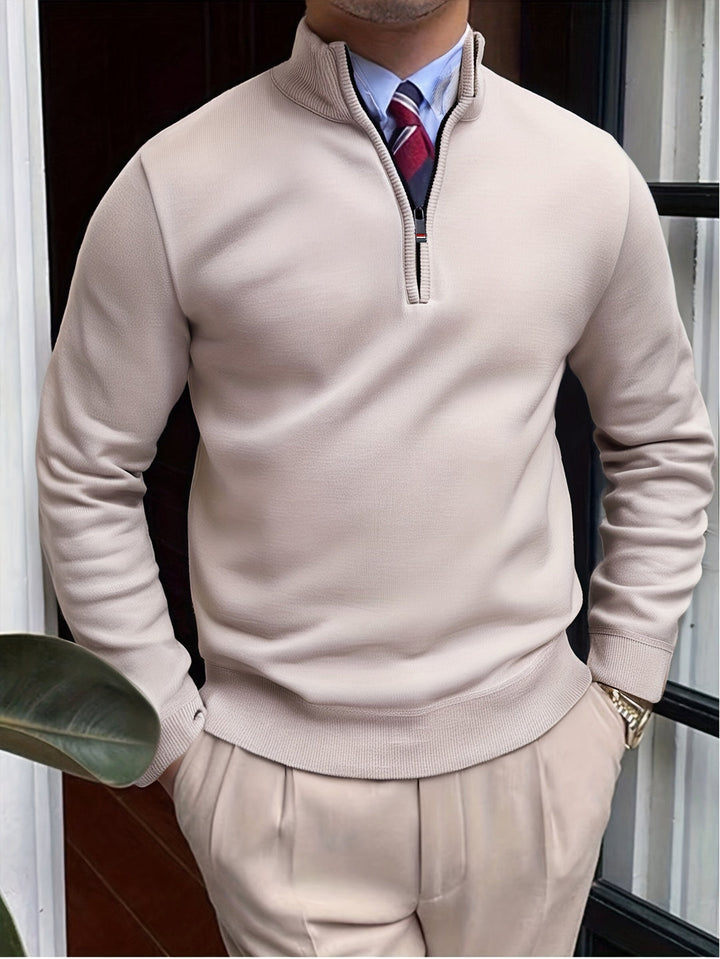 Maglione Uomo a Maglia | Collo a V con Mezza Zip | Maniche Lunghe | Poliestere
