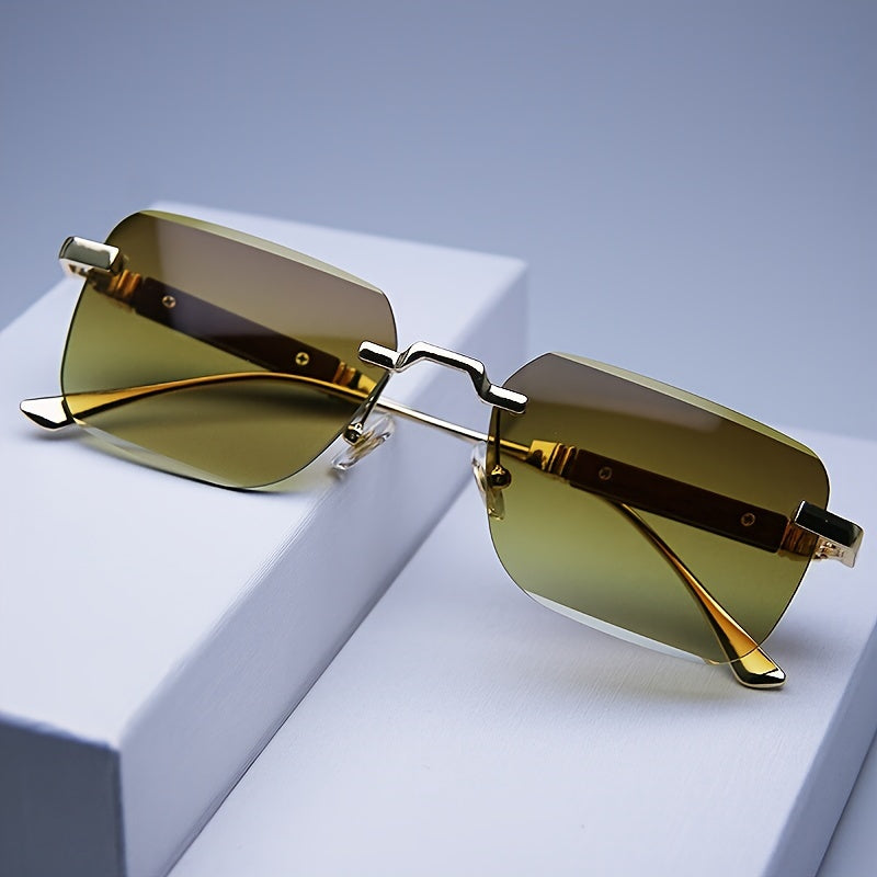Occhiali da sole da uomo | Lenti sfumate | Montatura metallica senza bordi | Elegante e leggero