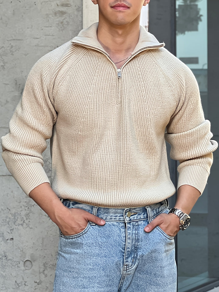Maglione da Uomo Invernale | Maglia Spessa con Mezza Zip | Pullover Elegante e Casual | Poliestere
