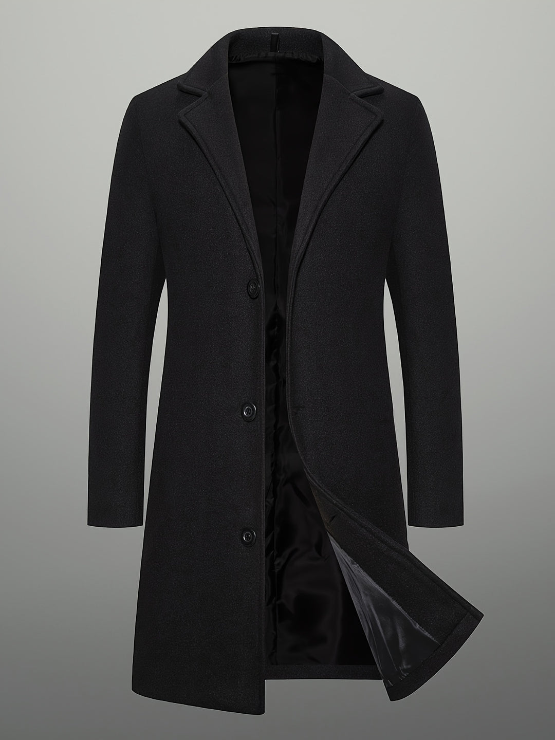 Cappotto da Uomo in Tweed Lunghezza Media | Monopetto con Bottoni | Collo a Rever | Poliestere