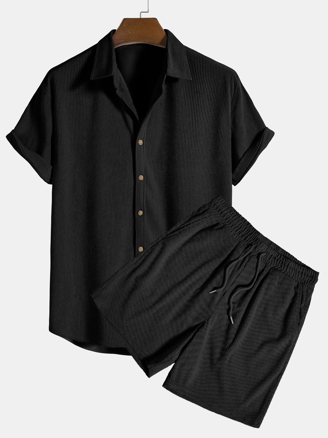 Completo Estivo Uomo | Camicia a Maniche Corte & Pantaloni Corti | Traspirante & Leggero | Poliestere