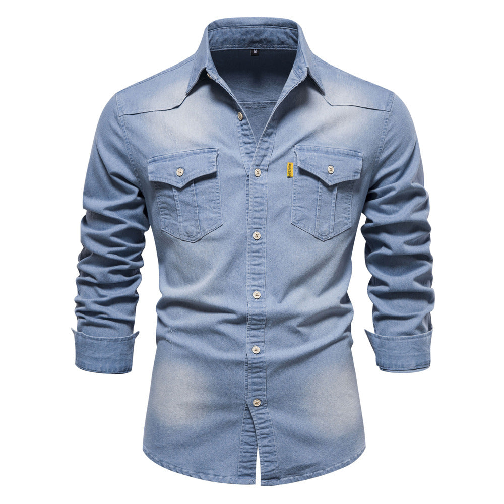 Camicia in Denim Uomo | Casual & Slim Fit | Cotone con Stretch