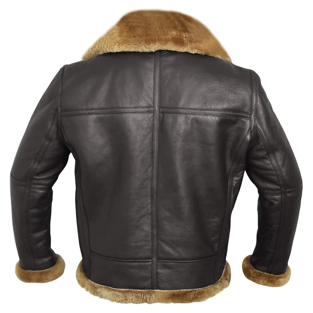 Giubbotto Bomber da Uomo | Vera Pelle di Pecora | Foderato e Caldo | Collo Alto con Zip