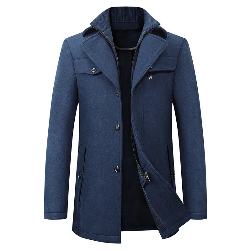 Cappotto Uomo | Lana Sintetica Calda | Tessuto a Nodi