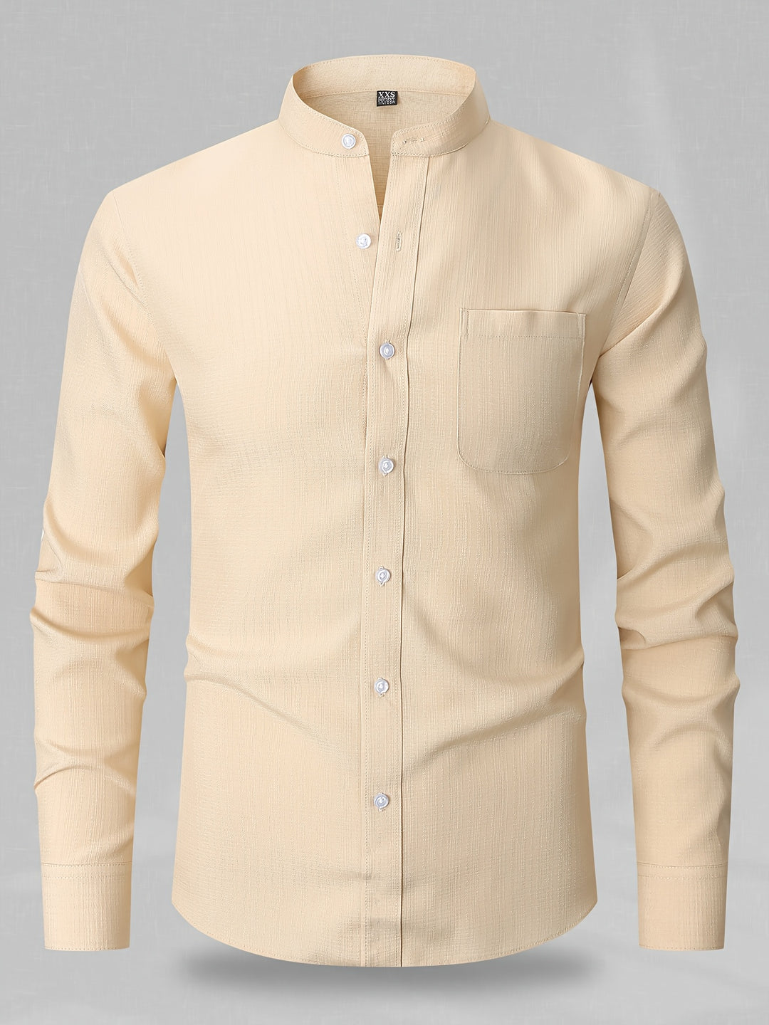Camicia da Uomo | Maniche Lunghe con Taschino | Girocollo & Tinta Unita | Poliestere