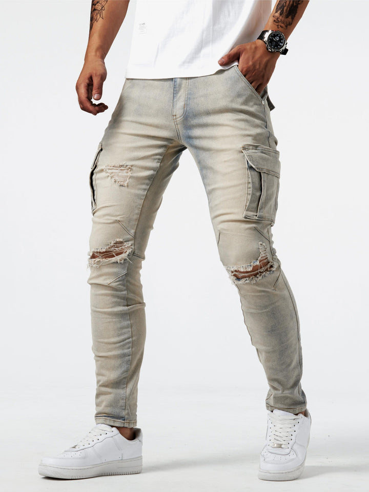 Jeans Cargo Uomo | Vestibilità Slim | Molteplici Tasche & Stretch | Stile Casual Urbano