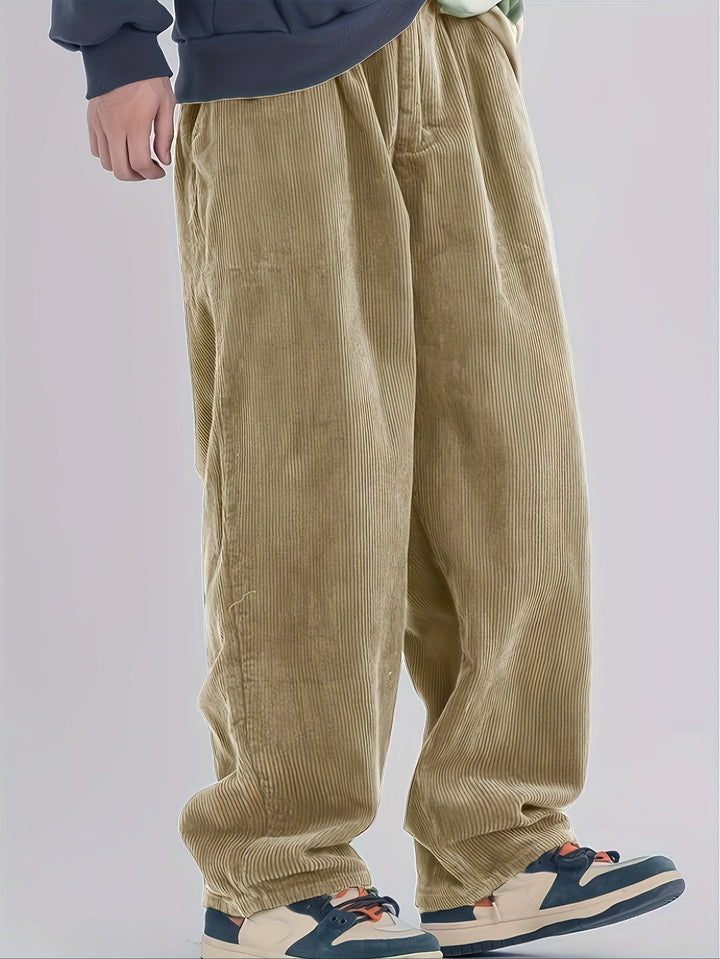 Pantaloni in Corduroy da Uomo | Vestibilità Larga e Gamba Dritta | Casual e Confortevoli | Stile Senza Tempo