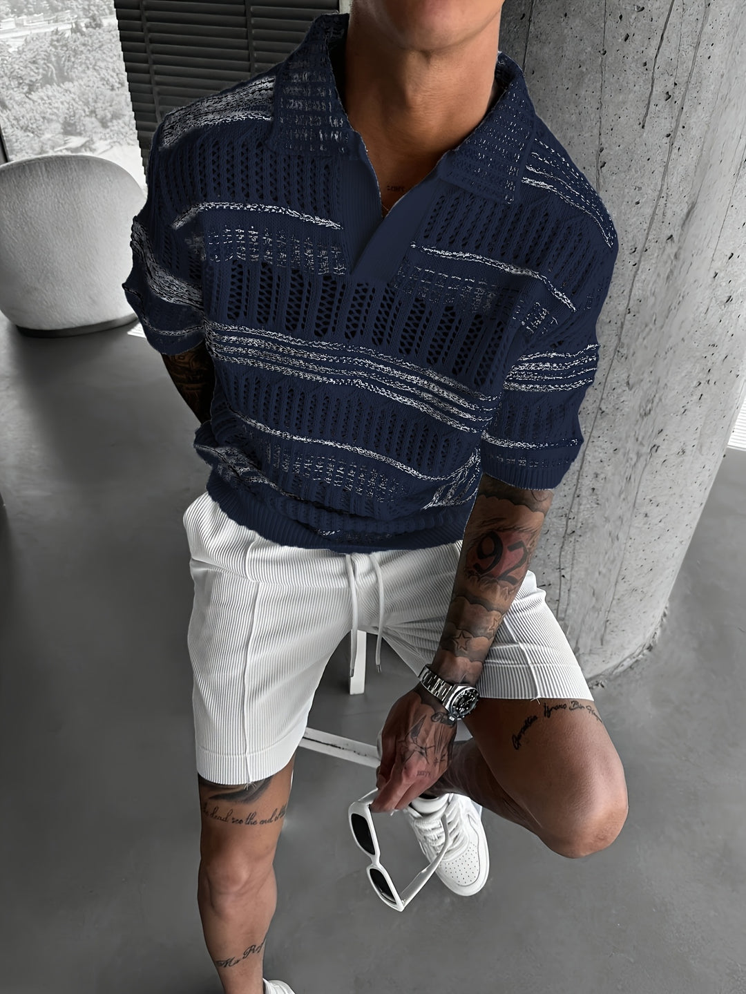 Polo da Uomo | Lavorazione a Maglia & Dettagli Cut-Out | Stile Streetwear | Autunno & Inverno