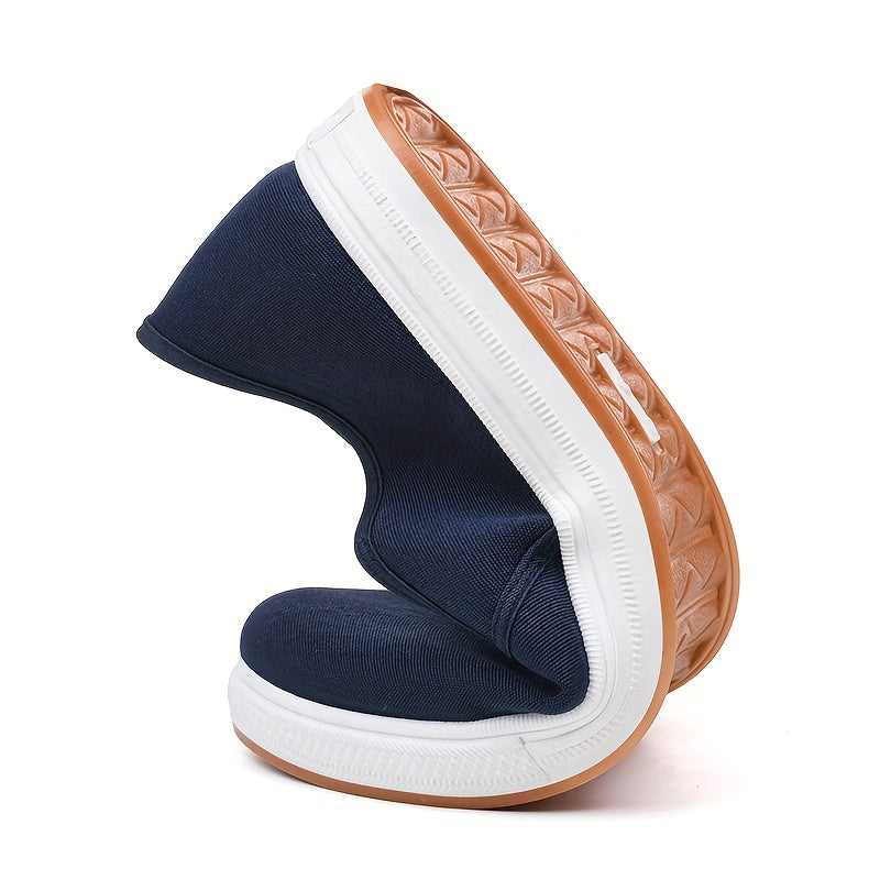 Sneakers da Uomo | Mocassini Blu Slip-On | Fascia Laterale Elastica & Suola Antiscivolo | Traspirante & Confortevole