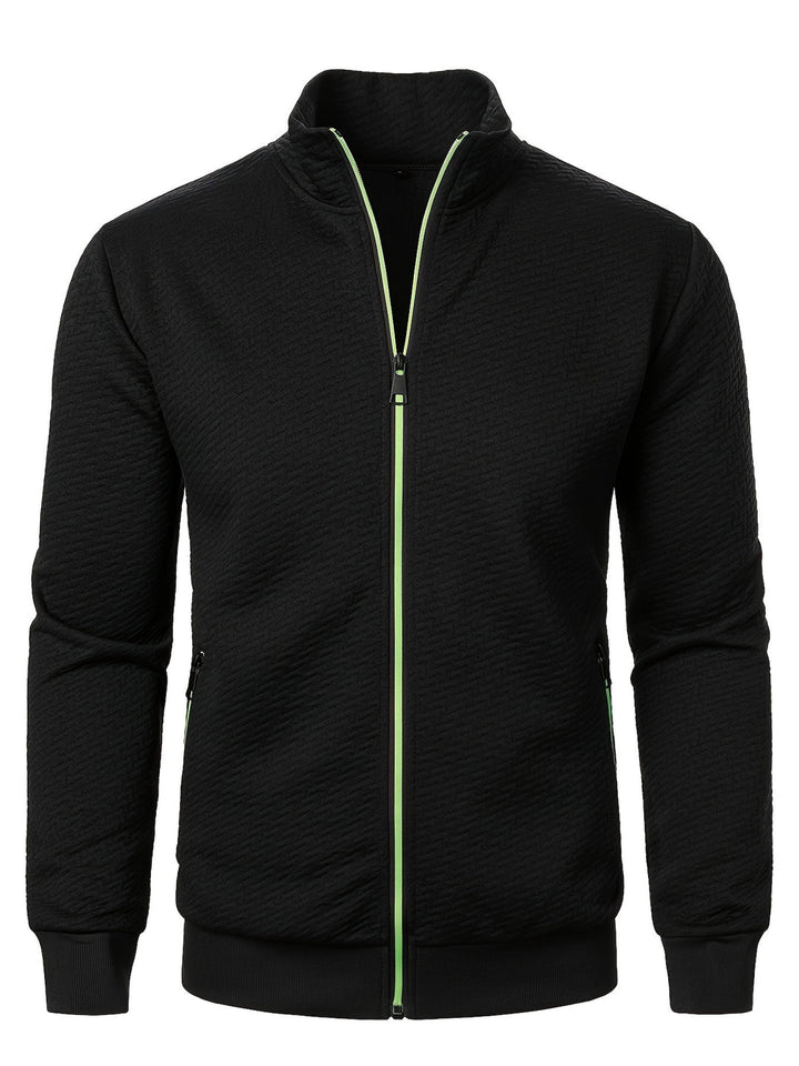 Giacca Uomo Casual con Zip | Colletto Alto | Tessuto Jacquard | Primavera-Autunno