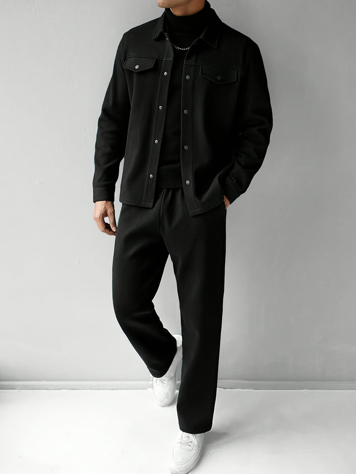 Completo Casual Uomo 2 Pezzi | Camicia Button-Up e Pantaloni | Vestibilità Ampia | Poliestere