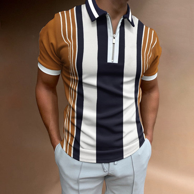 Polo Uomo | Design con Zip Retro | Motivo Unico & Casual Moderno | Stile Estivo in Poliestere