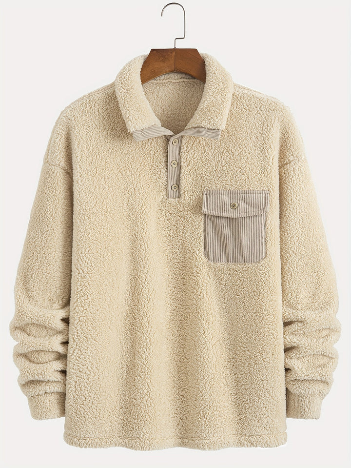 Maglione da Uomo | Stile Invernale | Pile & Peluche | Colletto Polo | Maniche Lunghe