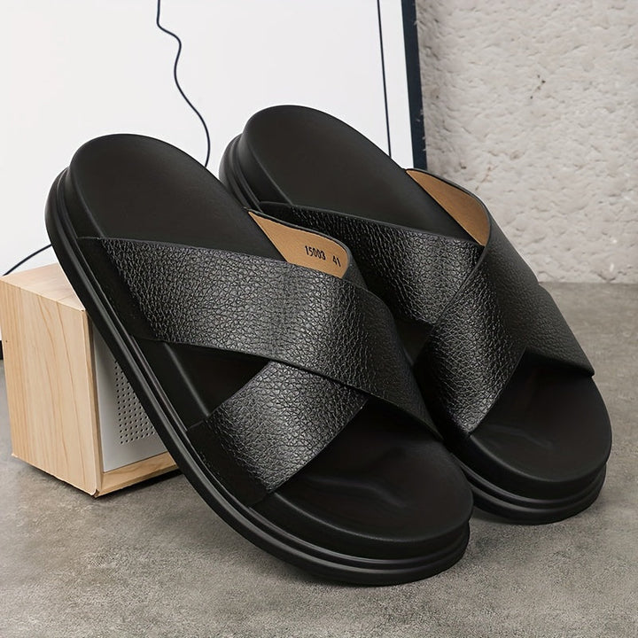 Sandali da Uomo | Antiscivolo & Confortevoli | Casual & Outdoor | Ecopelle Nera