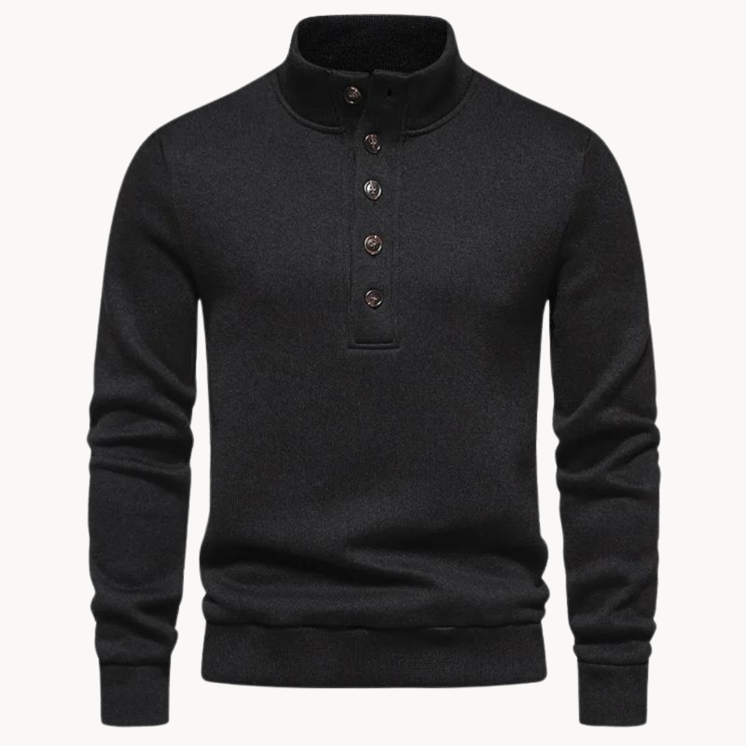 Maglioni Uomo | Maglione a Maglia con Collo Henley | Bottoni Eleganti