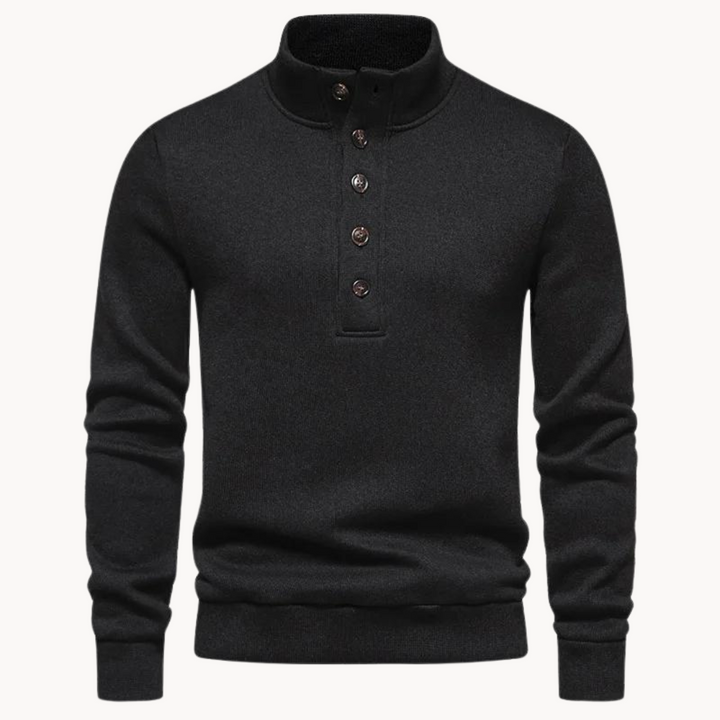 Maglioni Uomo | Maglione a Maglia con Collo Henley | Bottoni Eleganti