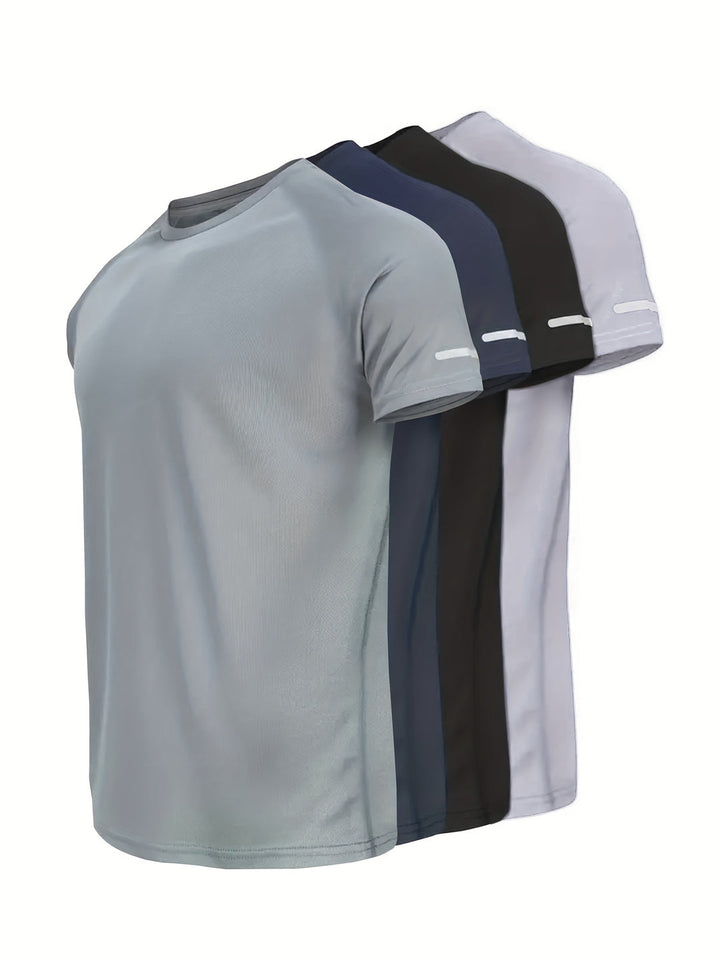 T-shirt Sportive da Uomo | Strisce Riflettenti | Traspirante & Asciugatura Rapida | Assorbente & Comfort Fit